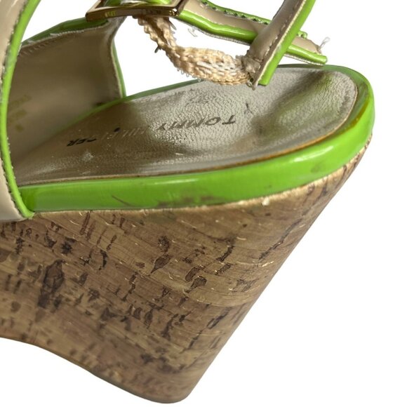 Tommy Hilfiger Wedge Sandals Shoes Womens Size 8 M Tan Green Cork - Picture 13 of 15